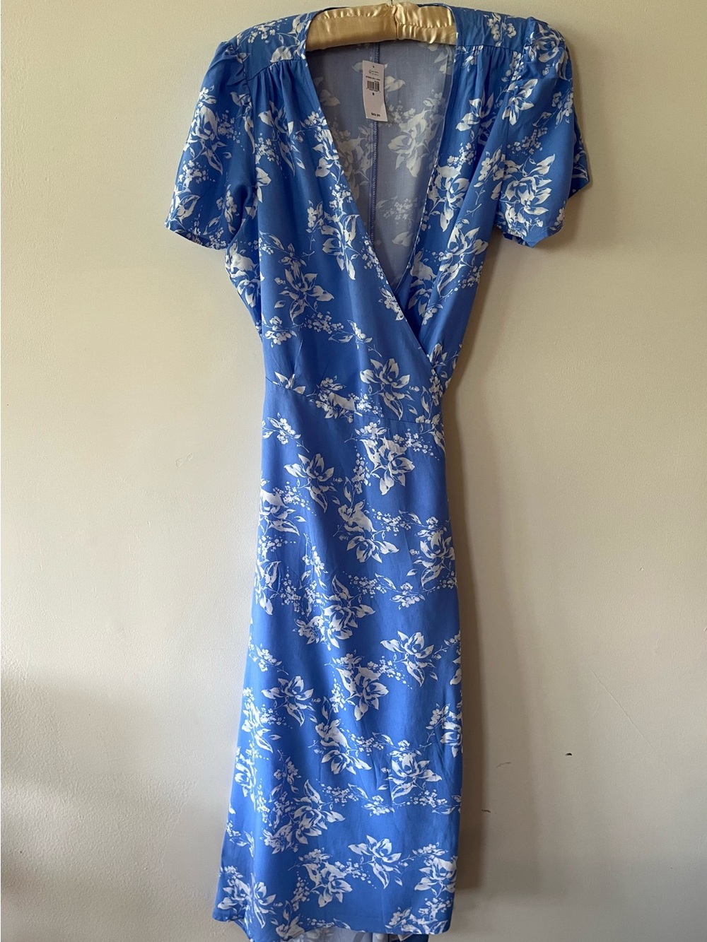 GAP NWT Blue and White Floral Wrap-Style Midi Dress SzS